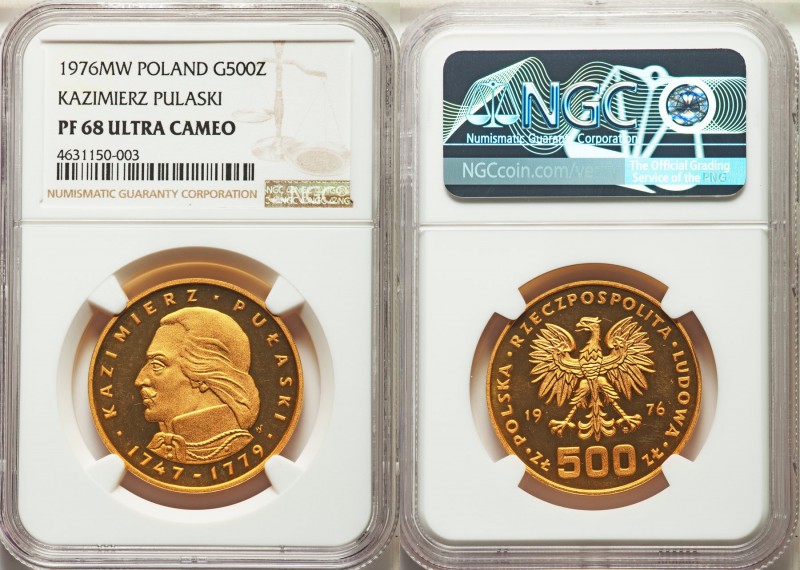 People's Republic gold Proof 500 Zlotych 1976-MW PR68 Ultra Cameo NGC, Warsaw mi...