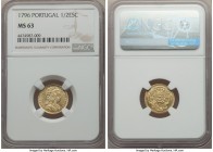 Maria I gold 1/2 Escudo 1796 MS63 NGC, Lisbon mint, KM296, Fr-119. Very lustrous, with minimal hairlines noted only when viewed under magnification. 
...