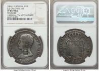 Maria II Counterstamped 870 Reis ND (1834) VF Details (Polished) NGC, KM440.13. Countermark (VF Standard). Crown shield counterstamp upon Spain 20 Rea...