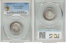 Spanish Colony. Alfonso XIII 20 Centavos 1895-PGV MS63 PCGS, KM22. A practically problem-free coin, remarkably so for the grade, a minor wispy scratch...