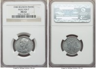 French Overseas Department aluminum Mule Franc 1948-(a) MS62 NGC, Paris mint, KM7. Pairing a French Equatorial Africa Franc obverse with a standard Re...