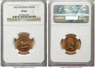 British Colony. Elizabeth II gold Proof Pound 1966 PR66 NGC, KM6. Bright yellow orange gold with semi-Prooflike surfaces. A pleasing gem. Mintage of 5...