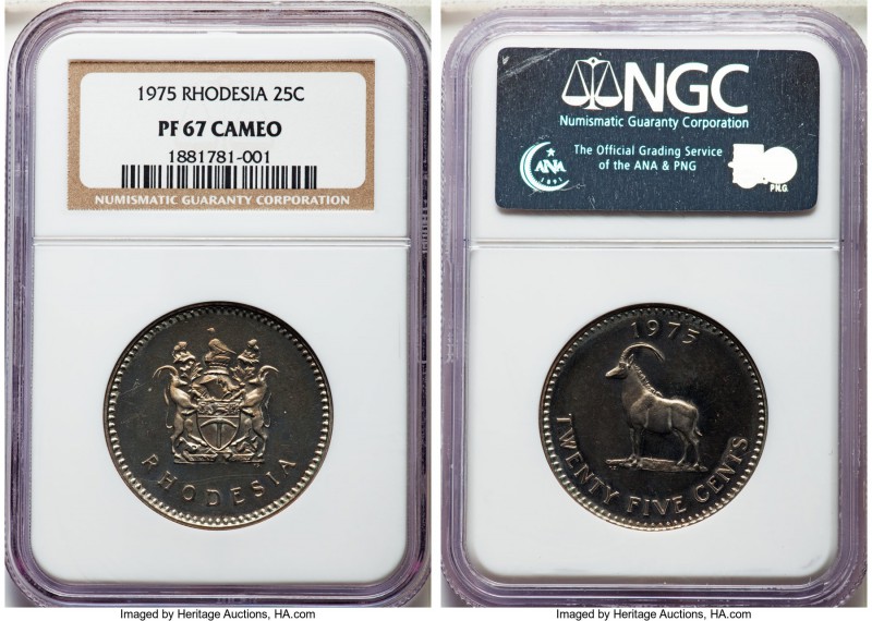 Republic Proof 25 Cents 1975 PR67 Cameo NGC, KM16. A flawless Superb Gem Mint St...