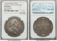 Peter I Rouble 1723-OК VF Details (Obverse Damage) NGC, Red mint, KM162.3, Bitkin-865. Rosette on chest. A bold VF with scratches in lower right obver...