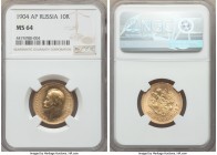 Nicholas II gold 10 Roubles 1904-AI MS64 NGC, St. Petersburg mint, KM-Y64.

HID99912102018