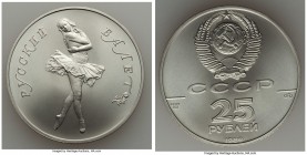 USSR palladium "Ballerina" 25 Roubles 1989-(l) UNC, Leningrad mint, KM-Y231. Includes COA specification sheet. APDW 0.9989 oz.

HID99912102018