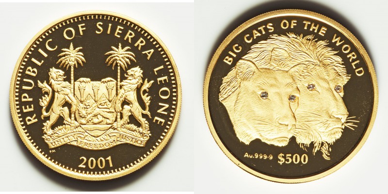Republic gold Proof "Big Cats of the World" 500 Dollars 2001,  Pobjoy mint, KM-U...