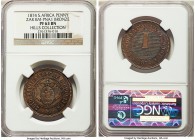 Transvaal. Republic bronze Proof Pattern Penny 1874 PR63 Brown NGC, Brussels mint, KMX-Pn1, Hern-T22. Estimated Mintage: 100. Replete with a stunning ...