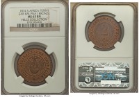 Transvaal. Republic bronze Pattern 2 Pence 1874 MS63 Brown NGC, Brussels mint, KMX-Pn3, Hern-T19. Estimated Mintage: 50. Visually superb to say the le...