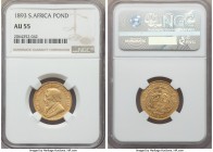 Republic gold Pond 1893 AU55 NGC, Pretoria mint, KM10.2. Lightly worn, but with wholly original surfaces. 

HID99912102018