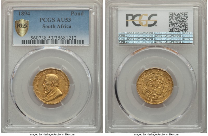 Republic gold Pond 1894 AU53 PCGS, Pretoria mint, KM10.2.

HID99912102018