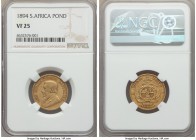 Republic gold Pond 1894 VF25 NGC, Pretoria mint, KM10.2, Fr-2. Always sought and a fine representative within this specimen even after considering its...