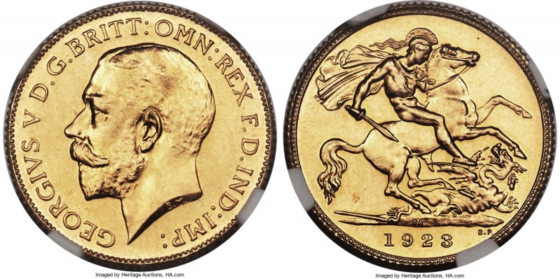 George V gold Proof 1/2 Sovereign 1923-SA PR64 NGC, KM20, S-4010. A brilliant of...