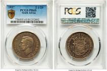 George VI Proof 2-1/2 Shillings 1937 PR65 PCGS, KM30. Mintage: 116. Pleasant turquoise and russet toning throughout. 

HID99912102018