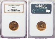 George VI gold Proof Pound 1952 PR67 NGC, KM43. Mintage: 12000. A Superb Gem Mint State example of this modern South African proof gold issue. 

HID99...