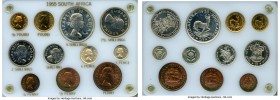 Elizabeth II 11-Piece Uncertified gold, silver, & bronze Proof Set 1955, KM-PS32. Includes the Farthing to the Pound. The gold and silver pieces are f...