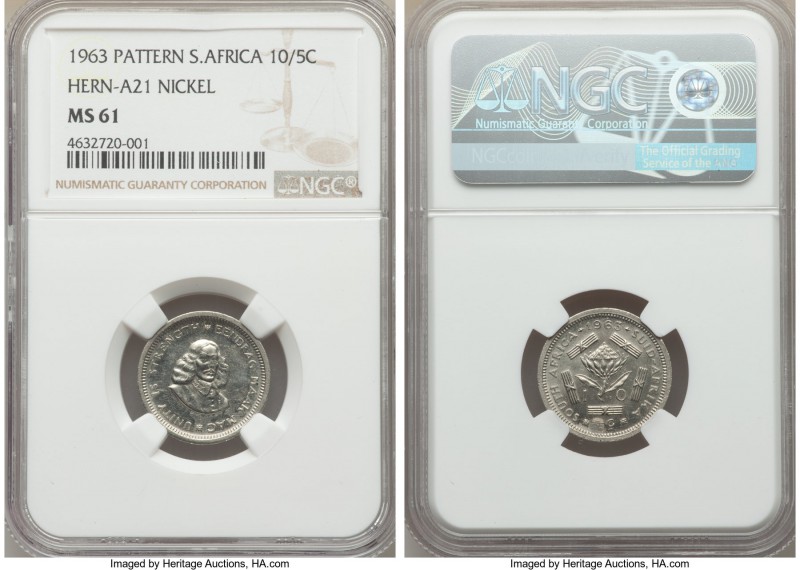 Republic nickel Pattern 10 Cents Over 5 Cents 1963 MS61 NGC, Hern-A21. Original ...