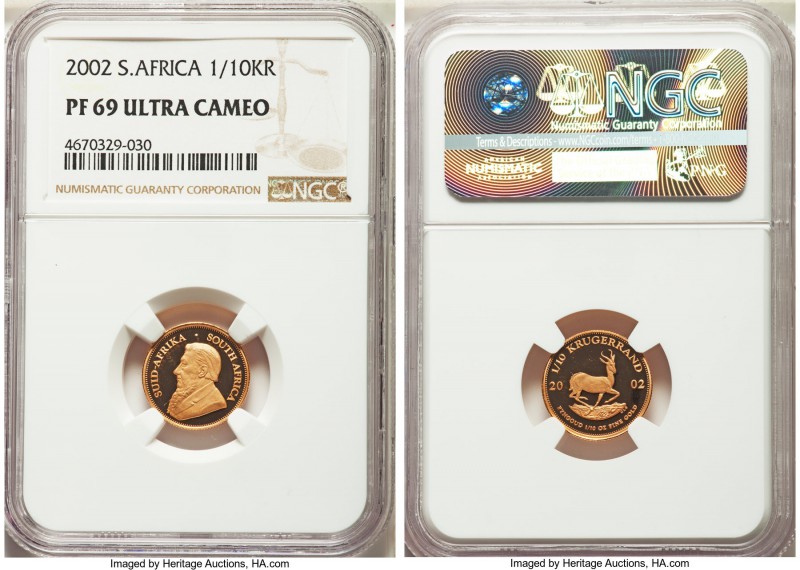 Republic 5-Piece Certified gold & silver Krugerrand Proof Set 2002 PR69 Ultra Ca...