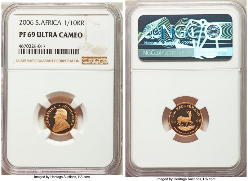 Republic 4-Piece Certified gold Krugerrand Proof Set 2006 NGC, 1) 1/10 Krugerran...