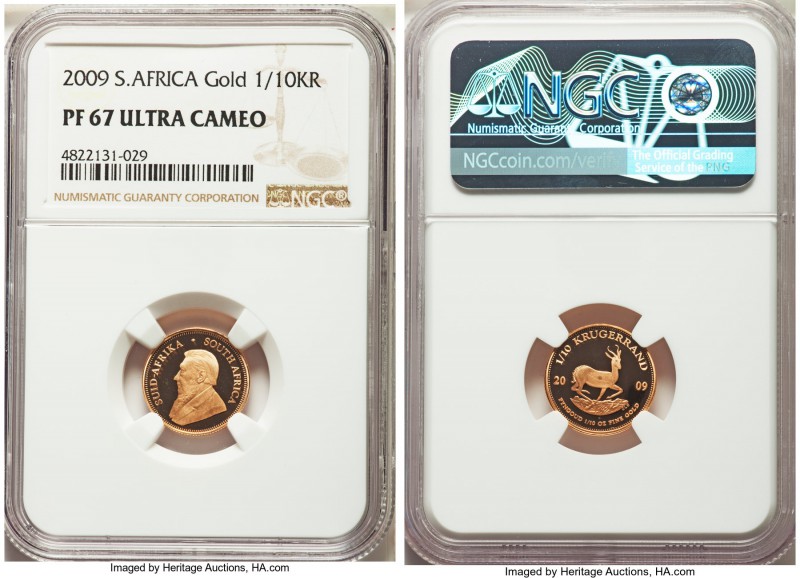 Republic 4-Piece Certified gold Krugerrand Proof Set 2009 NGC, 1) 1/10 Krugerran...
