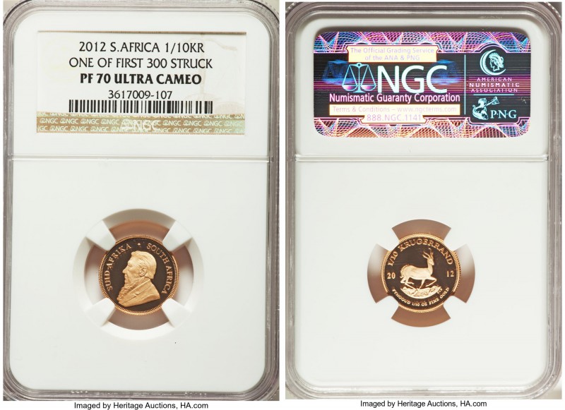 Republic 4-Piece Certified gold Krugerrand Proof Set 2012 PR70 Ultra Cameo NGC, ...