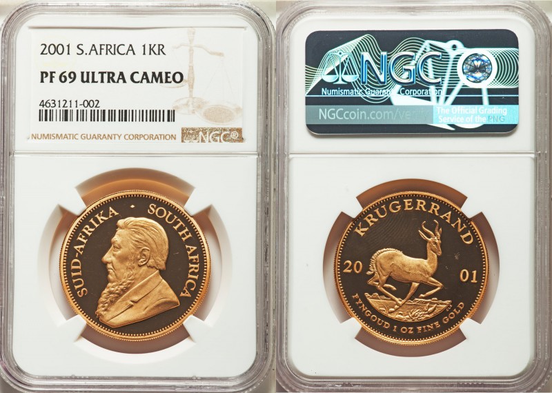 Republic gold Proof Krugerrand 2001 PR69 Ultra Cameo NGC, KM73. Essentially flaw...