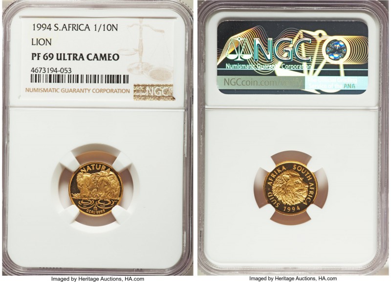 Republic 4-Piece Certified gold "Lion" Natura Proof Set 1994 PR69 Ultra Cameo NG...