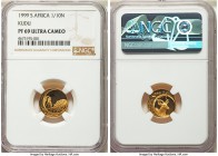 Republic 4-Piece Certified gold "Kudu" Natura Proof Set 1999 NGC, 1) 1/10 Ounce - PR69 Ultra Cameo, KM252.2 2) 1/4 Ounce - PR69 Ultra Cameo, KM253 3) ...