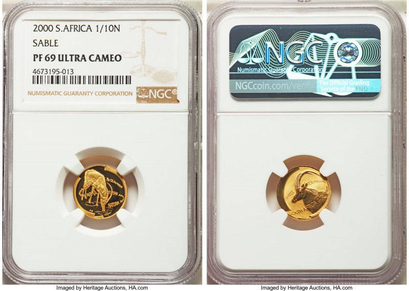 Republic 4-Piece Certified gold "Sable" Natura Proof Set 2000 NGC,  1) 1/10 Ounc...