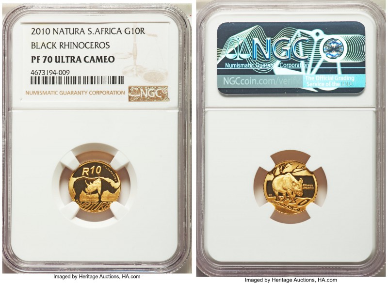 Republic 4-Piece Certified gold "Natura - Black Rhinoceros" Rand Proof Set 2010 ...