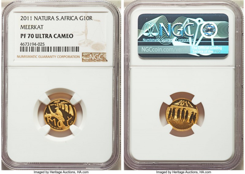 Republic 4-Piece Certified gold "Natura - Meerkat" Rand Proof Set 2011 NGC, 1) 1...
