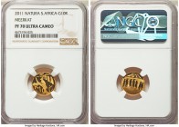 Republic 4-Piece Certified gold "Natura - Meerkat" Rand Proof Set 2011 NGC, 1) 10 Rand - PR70 Ultra Cameo, KM509 2) 20 Rand - PR69 Ultra Cameo, KM510 ...