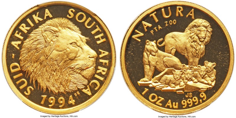 Republic gold Proof "Lion" Ounce 1994-PTA ZOO PR68 Deep Cameo PCGS, Pretoria min...