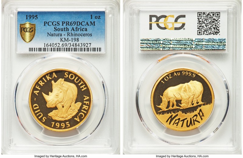 Republic gold Proof "Rhinoceros" Ounce 1995 PR69 Deep Cameo PCGS, KM198. 

HID99...