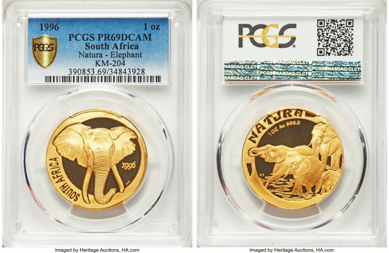 Republic gold Proof "Elephant" Ounce 1996 PR69 Deep Cameo PCGS, KM204. 

HID9991...