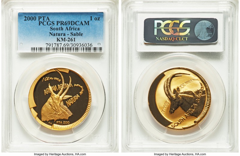 Republic gold Proof "Sable" Ounce 2000-PTA PR69 Deep Cameo PCGS, Pretoria mint, ...