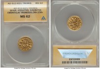 Visigoths. Sisebut (612-621) gold Tremissis ND MS62 ANACS, Emerita mint, Miles-192a, CNV-258. +SISEBVTVS REx, facing bust / +EMERI | T | Λ PIVS, facin...