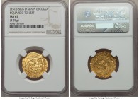 Charles & Johanna (1516-1556) gold Cob Escudo ND S-D MS63 NGC, Seville mint, 3.35gm, Cal-55. With square-shaped D to left. A very attractive early esc...