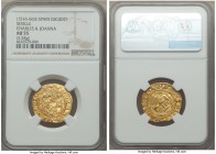 Charles & Johanna (1516-1556) gold Escudo ND (Star)-S AU55 NGC, Seville mint, 3.34gm, Cal-58. Truly gorgeous and exceptional for the assigned grade, t...