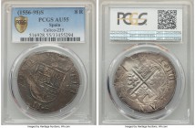 Philip II (1556-1598) 8 Reales ND S AU55 PCGS, Seville mint, Cal-235 (?). Handsome if typically unevenly struck, the regions around the royal arms esp...