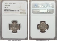 Philip IV Real 1628 (Aqueduct)-P MS63 NGC, Segovia mint, KM92, Cal-1081. Absolutely gorgeous and seemingly problem-free for the assigned grade, the fi...