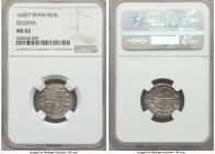 Philip IV Real 1628 (Aqueduct)-P MS62 NGC, Segovia mint, KM92, Cal-1081. Highly choice for the assigned grade, the strike crisp and boldly impressed, ...
