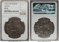 Philip IV 8 Reales 1659/31 or 35 (Aqueduct)-BR/I AU50 NGC, Segovia mint, Cal-569var (overdate unlisted). A well-struck emission with pronounced detail...