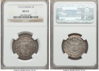Philip V 2 Reales 1721 S-J MS63 NGC, Seville mint, KM307. Attractively toned and well-struck, with sharp details on the devices. 

HID99912102018