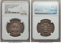 Granada. Charles III cast silver Proclamation Medal 1759-Dated XF45 NGC, 7.65gm, 31mm, Herrera-17. Very rare and expressing an unusually fine casting ...