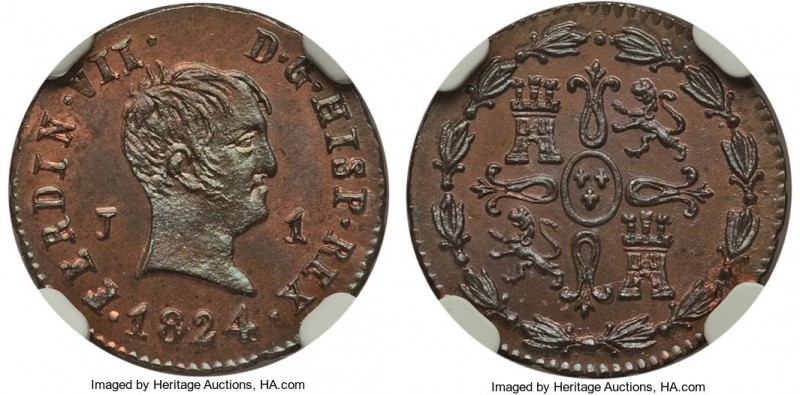 Ferdinand VII Maravedi 1824-J MS69 Red and Brown NGC, KM502.1. How a coin could ...