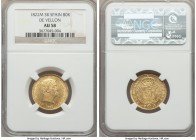 Ferdinand VII gold 80 Reales 1822 M-SR AU58 NGC, Madrid mint, KM564.2. De Vellon coinage. Only minute traces of handling exist, with a sublime origina...