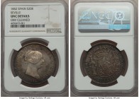 Isabel II 20 Reales 1852 UNC Details (Obverse Cleaned) NGC, Seville mint, KM593.3. A coveted type in uncirculated condition, the present piece apparen...