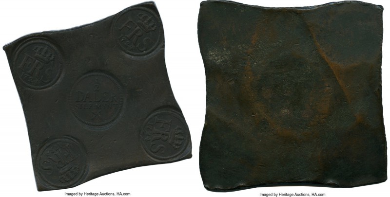 Frederick I copper Plate Money 1/2 Daler 1724-FRS, KM-PM65, AAH-276. A superb ex...