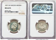 Oscar II Krona 1897-EB MS64 Prooflike NGC, KM760. A very attractive example, almost certainly struck from fresh dies, given the lightly frosted device...